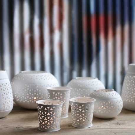 Nkuku Small White Petal Pot T-Light Holder 4 Nkuku Small White Petal Pot T-Light Holder