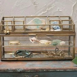 Nkuku Bequai Open Jewellery Box In Antique Brass