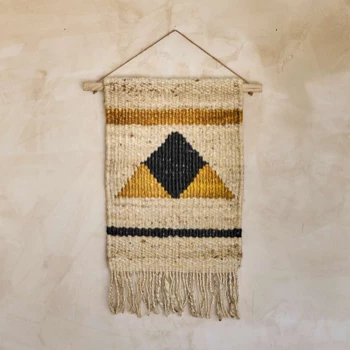 Nkuku Hombi Hemp Wall Hanging - Triangles and Mustard 3 Nkuku Hombi Hemp Wall Hanging - Triangles and Mustard