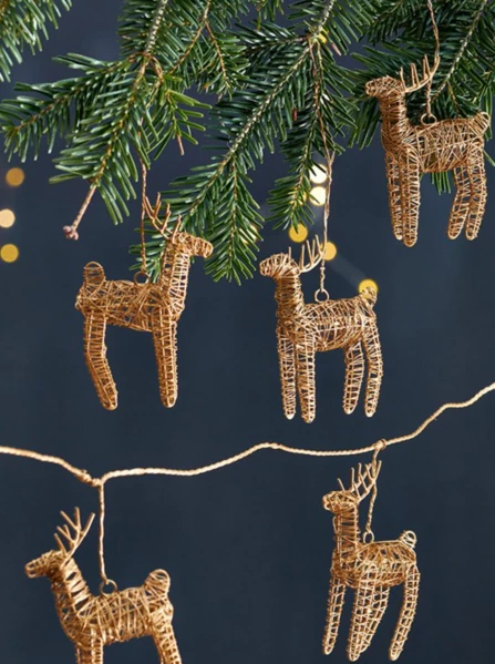 Nkuku Ramya Wire Reindeer Garland Brass 3 Nkuku Ramya Wire Reindeer Garland Brass