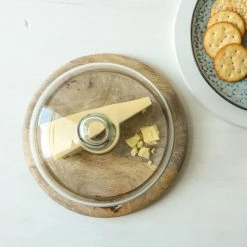 Nkuku Small Mango Wood Board With Recycled Glass Dome