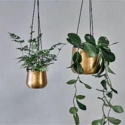 Nkuku Large Atsu Brass Hanging Planter 4 Nkuku Large Atsu Brass Hanging Planter