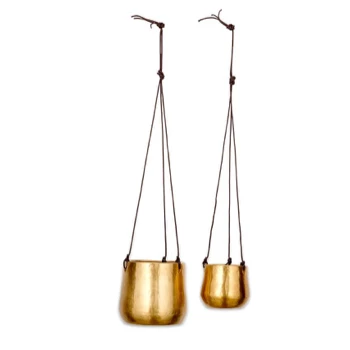 Nkuku Large Atsu Brass Hanging Planter 1 Nkuku Large Atsu Brass Hanging Planter