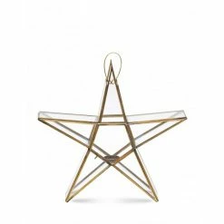 Nkuku Medium Brass Sanwi Standing Star T-Light Holder