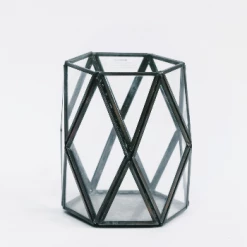 Nkuku Black Metal & Glass Geometric Terrarium