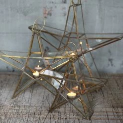 Nkuku Brass Sanwi Standing Star Lantern