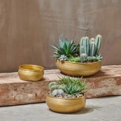 Nkuku Tembesi Etched Round Planter Bowl - Large