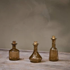 Nkuku Sepia Sirsa Glass Candlestick - Wide
