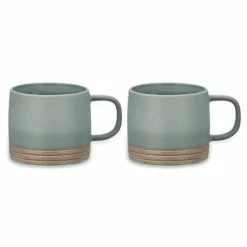 Nkuku Set of 2 Enesta Line Mugs - Dusty Blue
