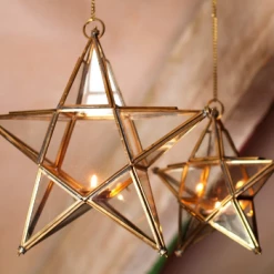 Nkuku Large Antique Brass Hanging Star
