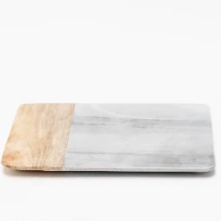 Nkuku Grey Marble And Mango Wood Chopping Board