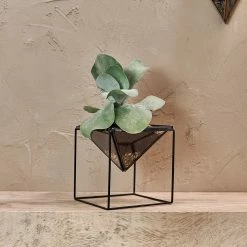 Nkuku Black Antique Karana Planter On Stand