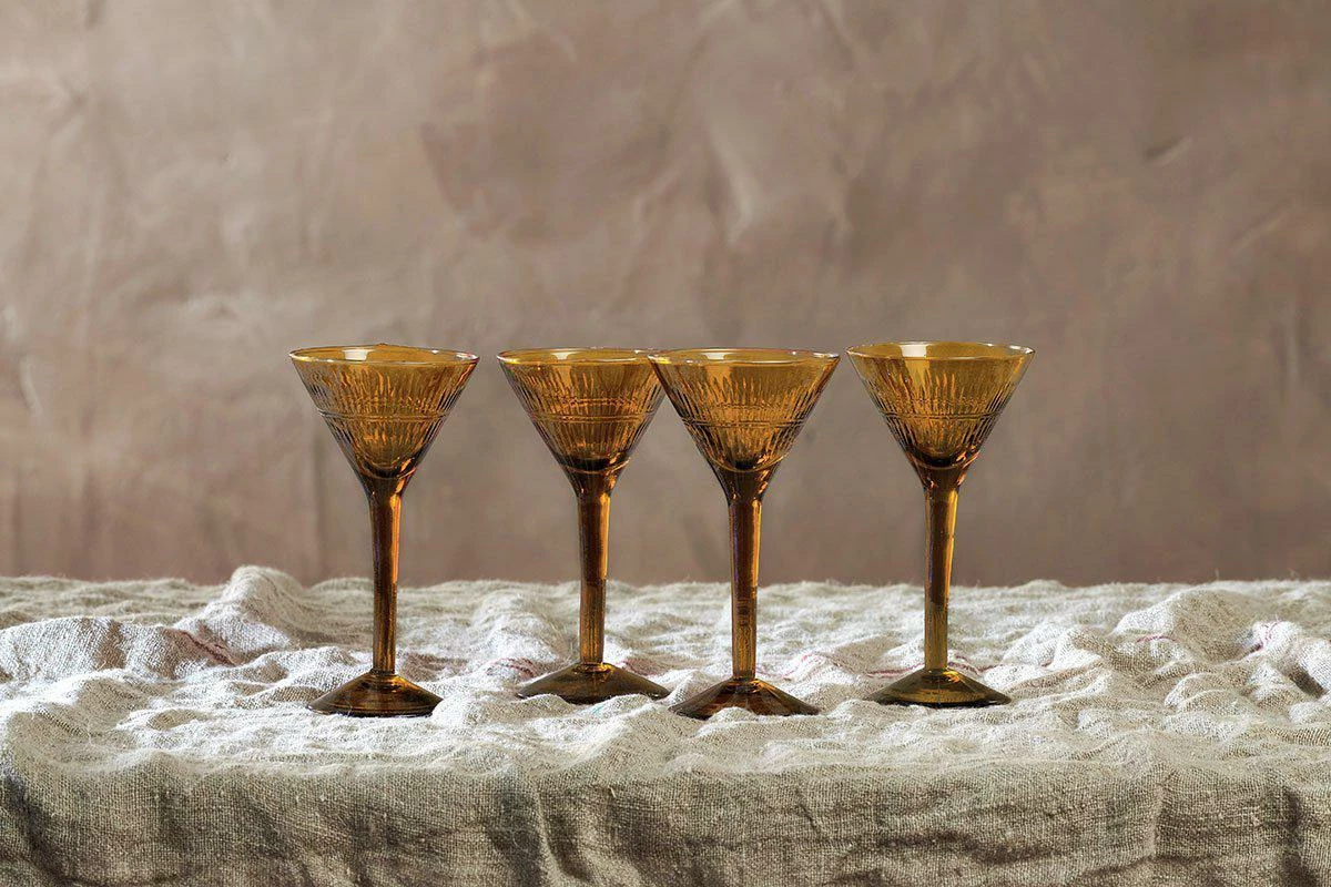 Nkuku Burnt Amber Mila Cocktail Glass 6 Nkuku Burnt Amber Mila Cocktail Glass