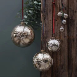 Nkuku Antique Gold Baubles Set of 4