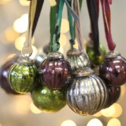 Nkuku Large Mixed Colours Glass Zia Baubles - Set of 6