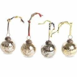 Nkuku Set of 4 Antique Gold Christmas Baubles