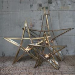 Nkuku Medium Brass Sanwi Standing Star T-Light Holder 8 Nkuku Medium Brass Sanwi Standing Star T-Light Holder