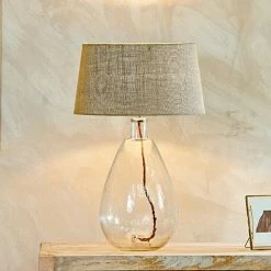 Nkuku Baba Glass Lamp Clear Large Tall With Large Shade