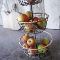 Nkuku 3 Tier Storage Baskets Koba Wire Bowl Stand