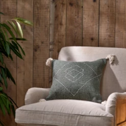 Nkuku Lamandi Moss Green Recycled Cushion Cover - Square