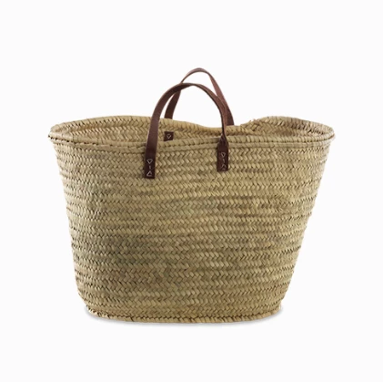 Nkuku Natural Woven With Leather Handles Basket 2 Nkuku Natural Woven With Leather Handles Basket