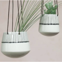 Nkuku Large Matchstick Design Matamba Ceramic Hanging Planter