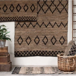 Nkuku Ambara Jute Rug - Black and Natural