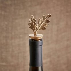 Nkuku Oak Leaf Brass Bottle Stopper
