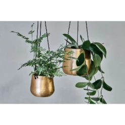 Nkuku Atsu Brass Hanging Planter - Small