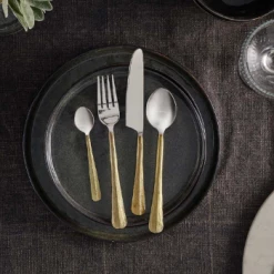 Nkuku Set of 16 Brushed Gold Osko Cutlery