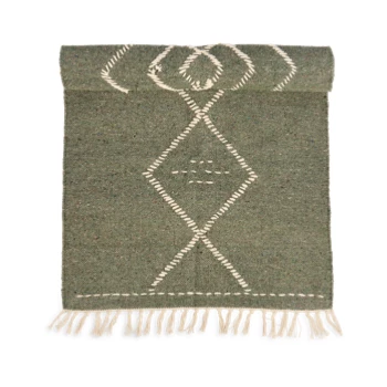 Nkuku Lamandi Recycled Runner - Moss Green 1 Nkuku Lamandi Recycled Runner - Moss Green