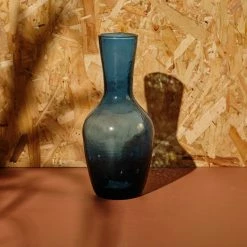 Nkuku Deep Blue Hammered Glass Carafe