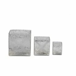 Nkuku Large Antique Silver Jafari Square T-Light