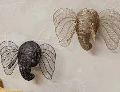 Nkuku Gold Mini Elephant Head Trophy for Wall