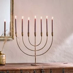 Nkuku Antique Brass Mbata Giant Brass Candelabra Candleholder