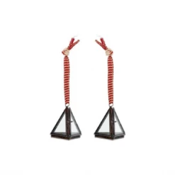 Nkuku Set Of 2 Tiny Kiko Triangular Decorations - Antique Brass