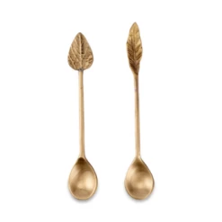 Nkuku Leaf Brass Teaspoon - Set of 2 Gift Set