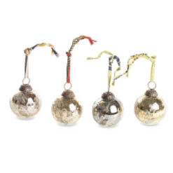 Nkuku Antique Gold Baubles Set of 4