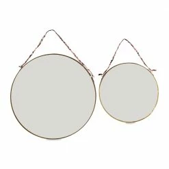 Nkuku Small Kiko Antique Brass Round Mirror