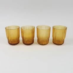 Nkuku Set of 4 Fali Amber Glass Tumbler