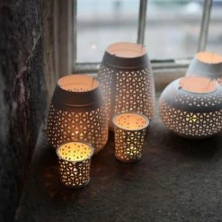 Nkuku Small White Tapered Petal Lantern