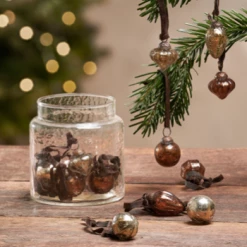 Nkuku Adisa Bauble Jar - Antique Gold & Rust - Set of 16