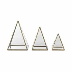 Nkuku Medium Crystal and Brass Bequai Pyramid Display