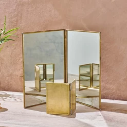Nkuku Large Kiko Brass Folding Mirror