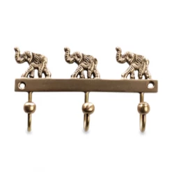 Nkuku Antique Brass Elephant Hooks - Set of 2