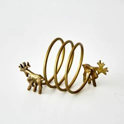 Nkuku Brass, Reindeer Napkin Rings Sold In A Box of 4
