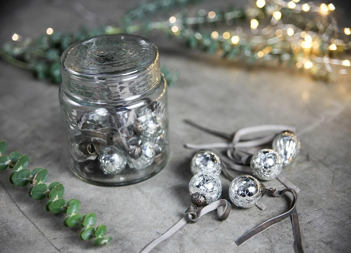 Nkuku Set of 16 Crackle Clear Adisa Bauble Jar 2 Nkuku Set of 16 Crackle Clear Adisa Bauble Jar