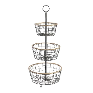 Nkuku 3 Tier Storage Baskets Koba Wire Bowl Stand 1 Nkuku 3 Tier Storage Baskets Koba Wire Bowl Stand