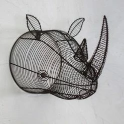 Nkuku XL Rust Eko Wire Rhino Head Trophy