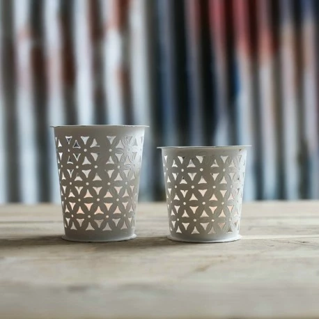 Nkuku Large White Petal Pot T-Light Holder 2 Nkuku Large White Petal Pot T-Light Holder